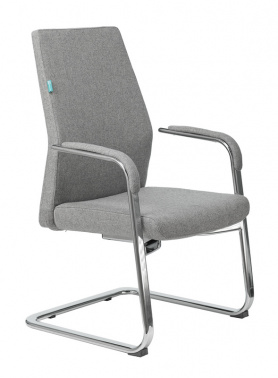 Кресло Бюрократ _JONS-LOW-V серый низк.спин. полозья металл хром № 1185262