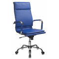Кресло руководителя Бюрократ CH-993 синий искусственная кожа крестовина металл хром №843283