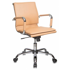 Кресло руководителя Бюрократ Ch-993-Low светло-коричневый эко.кожа низк.спин. крестовина металл хром №664070