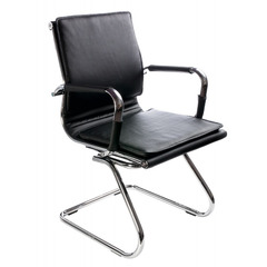 Кресло Бюрократ Ch-993-Low-V черный искусственная кожа низкая спинка полозья металл хром №664073