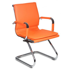 Кресло Бюрократ CH-993-Low-V оранжевый эко.кожа низк.спин. полозья металл хром  №843288